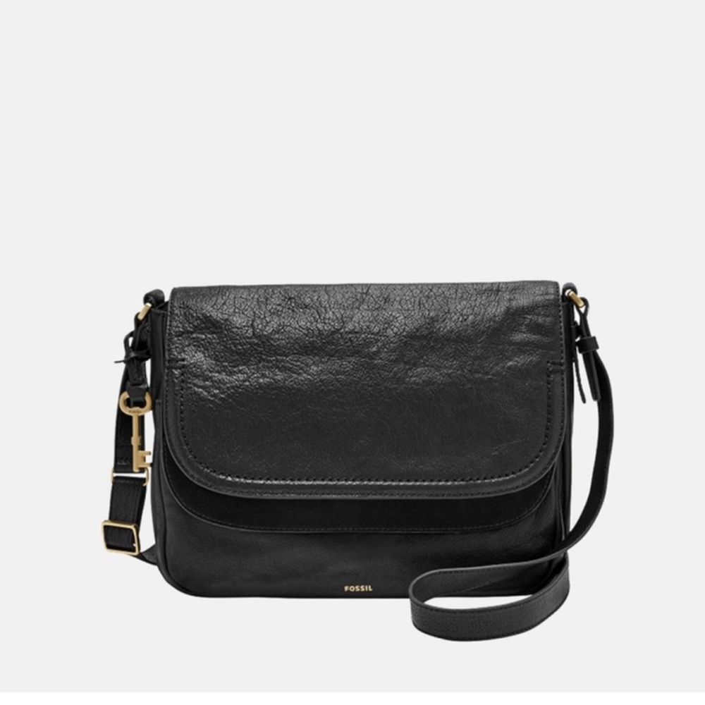 Fossil Classic Leather Black Crossbody Bag